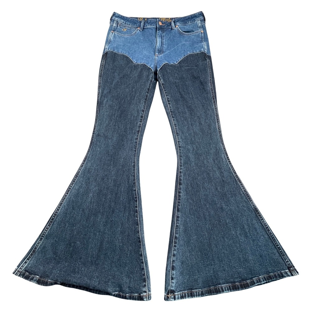 Wrangler Lainey Wilson Womens Western Chap Flare Bell Bottom Jeans 36x34 Tag 33"